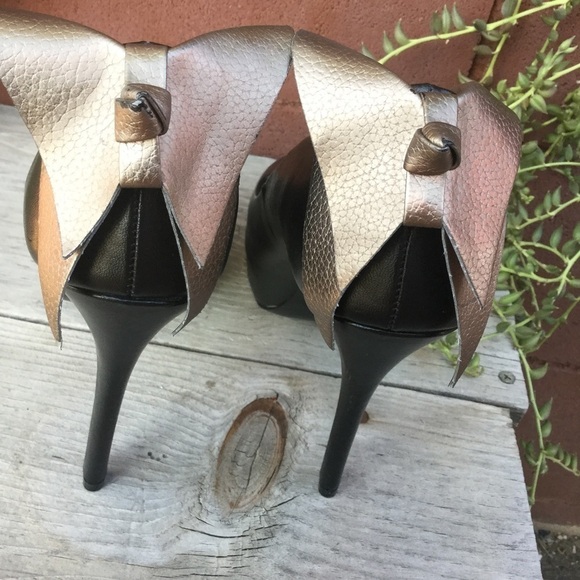 Elle Women's Shoes Leather Pump Black Platform Heels Leather size 9.5 - Picture 2 of 5